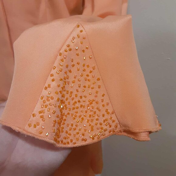 Cache Vintage Women's Skirt Suit Size 4/6 Peach 100% Silk Beaded *READ* - Picture 5 of 15